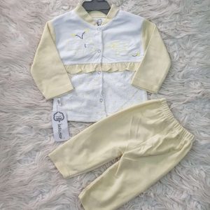 Embroidered Soft Velvet Shirt And Trouser (Yellow)