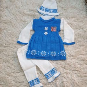 Girl Winter Wool Clothing Set (Blue)