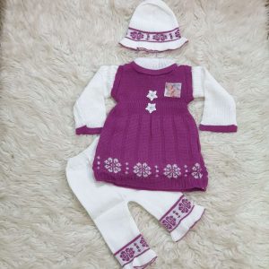 Girl Winter Wool Clothing Set (Maroon)