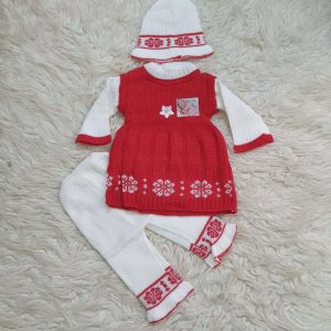 Girl Winter Wool Clothing Set (Red)
