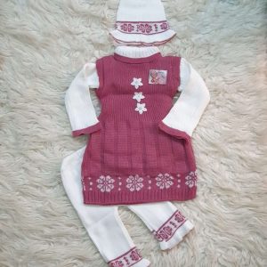 Girl Winter Wool Clothing Set (Tea Pink)