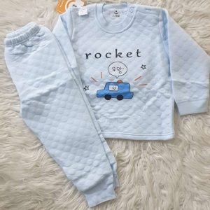 Padded Winter Baby Suit (Blue Car)