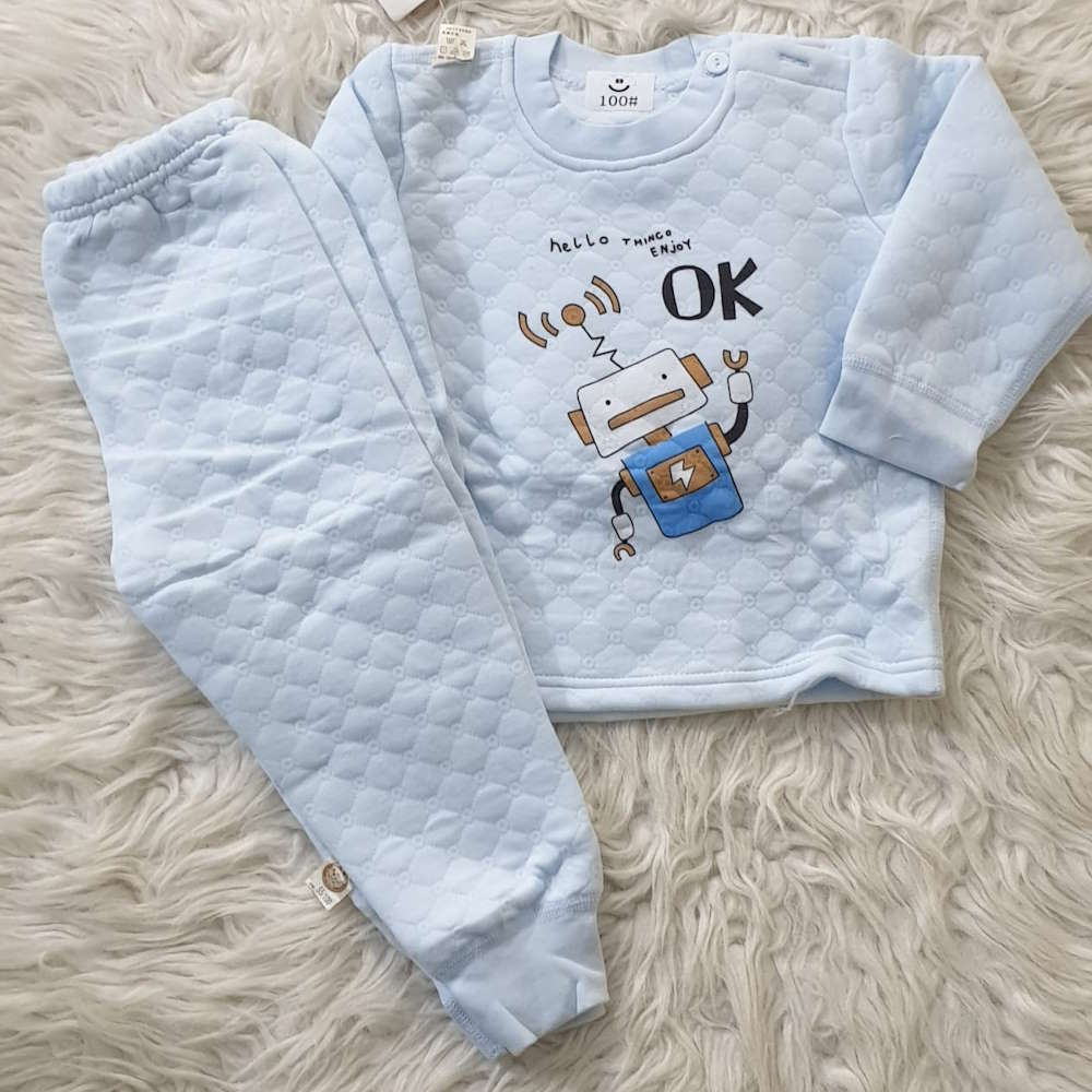Padded Winter Baby Suit (Blue Robot) - Family Store