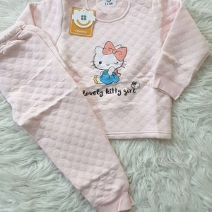 Padded Winter Baby Suit (Peach Kitty)