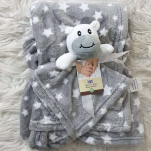 Soft Plush Baby Blanket With Character (Cow)