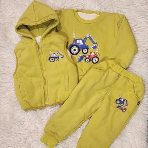 Double Layer Winter Hoodie And Pajama Set (Green)