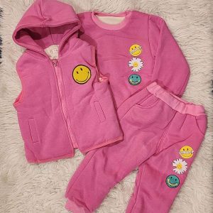 Double Layer Winter Hoodie And Pajama Set (Pink)